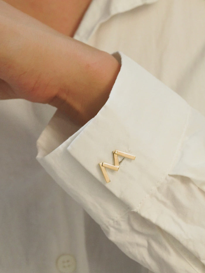 Designer 'm' Letter Cufflinks in 14K Yellow Gold