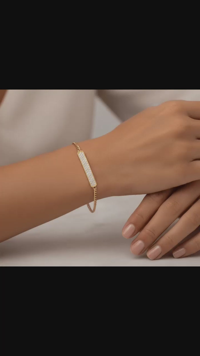 Round Diamond Bar Diamond Bracelet in 14K Yellow Gold