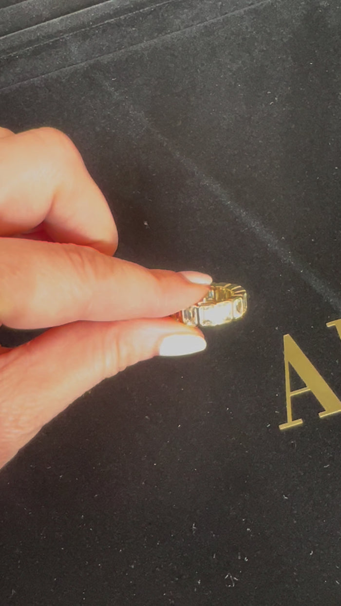 Emerald Bazel Cut Diamond Ring in 18K Yellow Gold