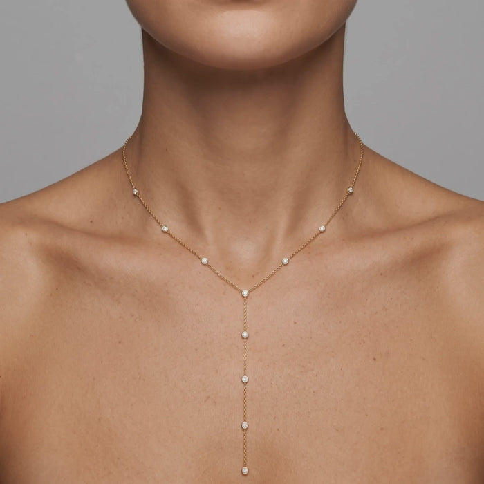 Diamond Flow Lariat Necklace in 14K Yellow Gold