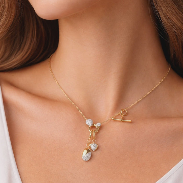Diamond Mix Shape Pendant Necklace in 14K Yellow Gold