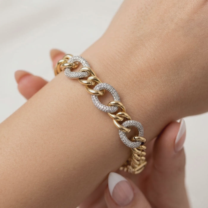 Heavenly Diamond Link Chain Bracelet in 14K Yellow Gold