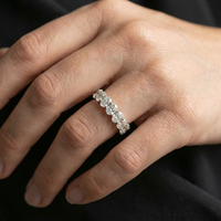 Oval Diamonds 14K White Gold Accent Eternity Band Ring