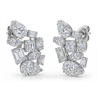 Magnificent Statement Diamond Cluster 14K White Gold Earrings