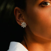 Floral Cluster Diamond Stud Earrings in 14K Yellow Gold