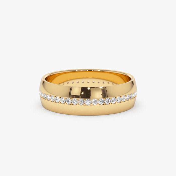 Round Diamond Eternity Band Domed Ring in 14K Yellow Gold