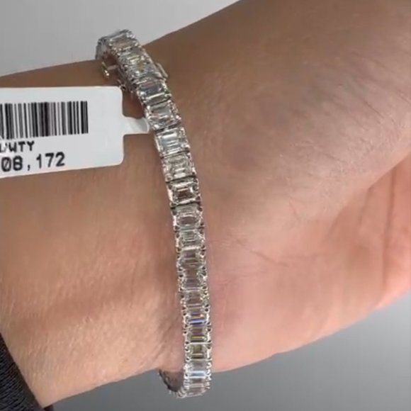 Emerald Platinum Diamond Bracelet in 18K White Gold
