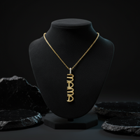 Golden Glamour Textured Letter Mama Necklace in 14K Gold