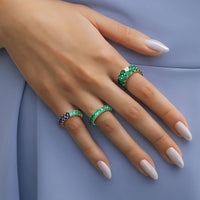 Eternity Emerald Green Band Ring in 14K Yellow Gold
