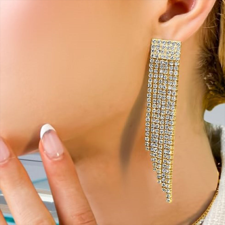 Glamour Cascade Drop Earrings in 14K Yellow Gold