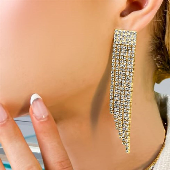 Glamour Cascade Drop Earrings in 14K Yellow Gold