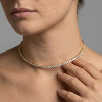 Diamond Line Choker 14K (18K Custom) Yellow Gold Necklace