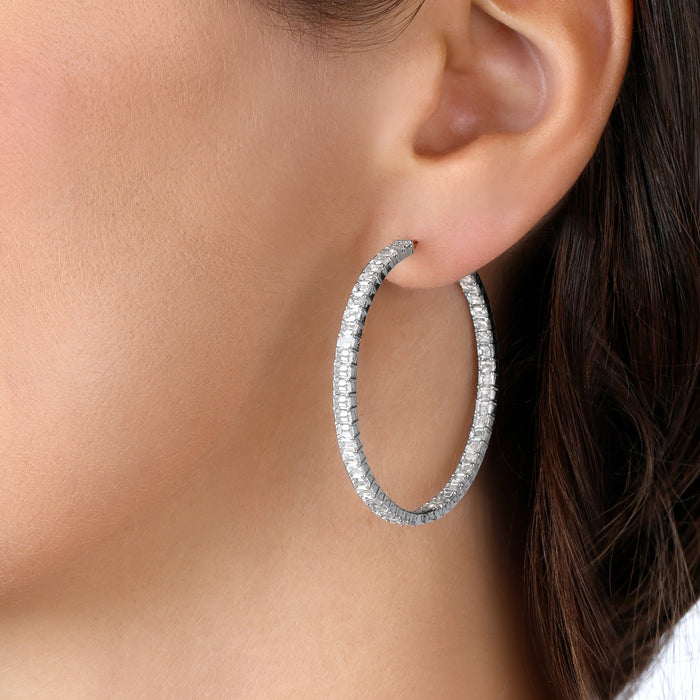 Emerald Cut Diamond Earrings in 18K White Gold