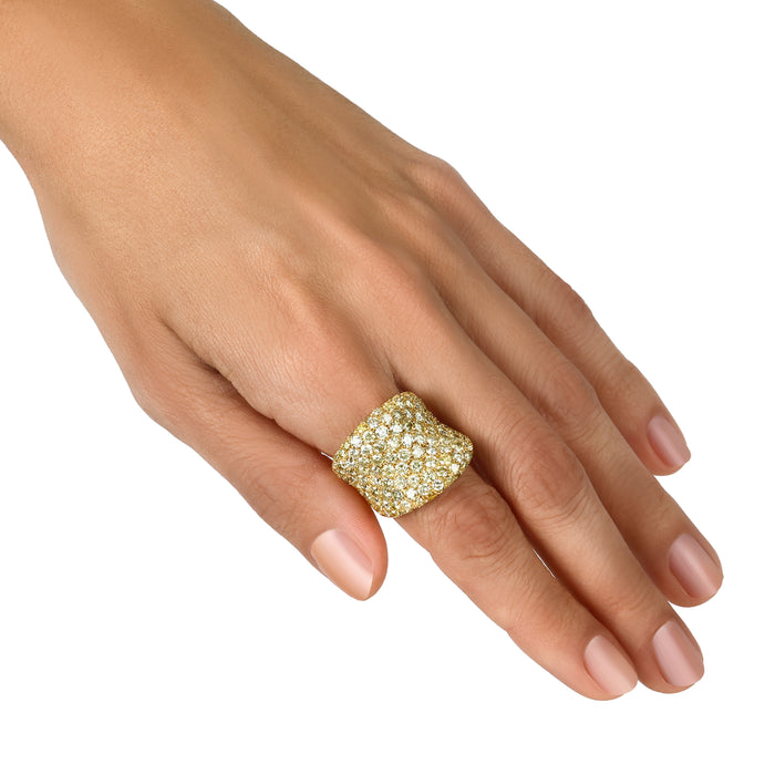 Carats & 157 Stone Diamond 18K Cigar Ring
