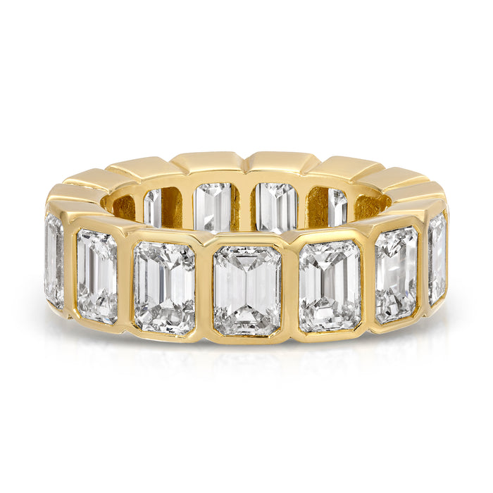Emerald Bazel Cut Diamond Ring in 18K Yellow Gold
