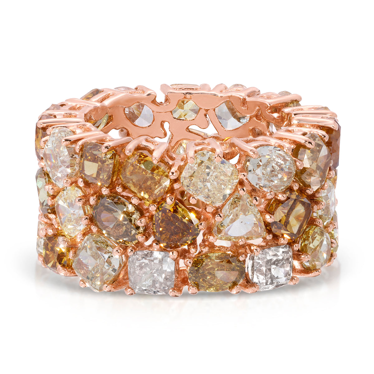 Carats High Jewelry Rose Gold Champagne Diamonds Designer Ring