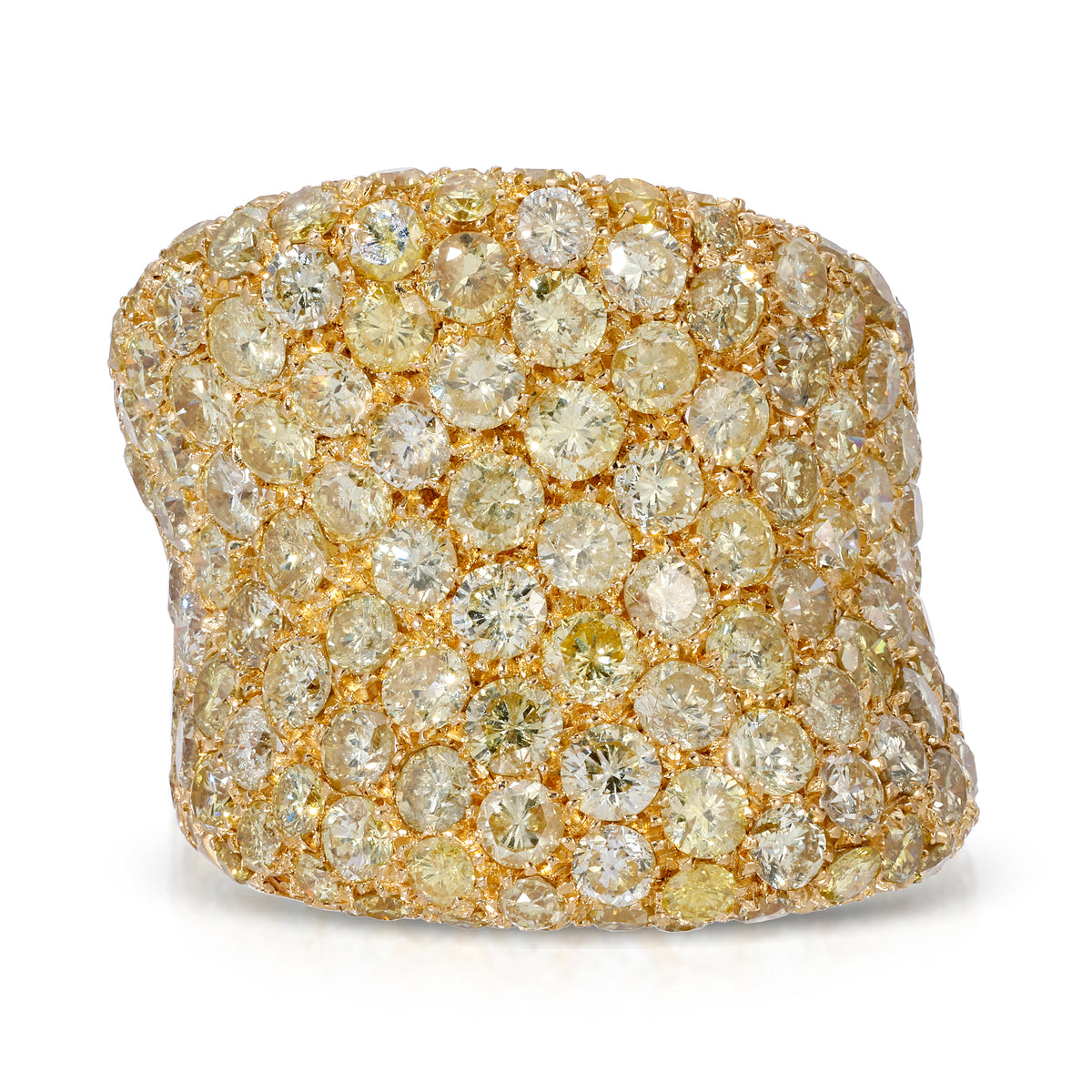 Carats & 157 Stone Diamond 18K Cigar Ring
