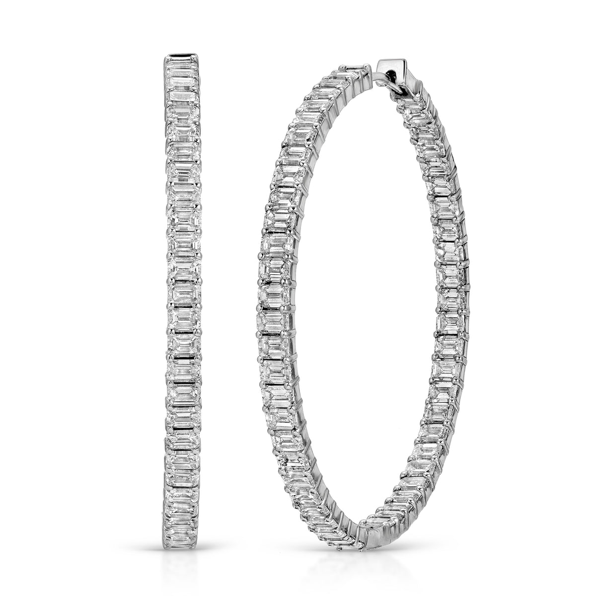 Emerald Cut Diamond Earrings in 18K White Gold