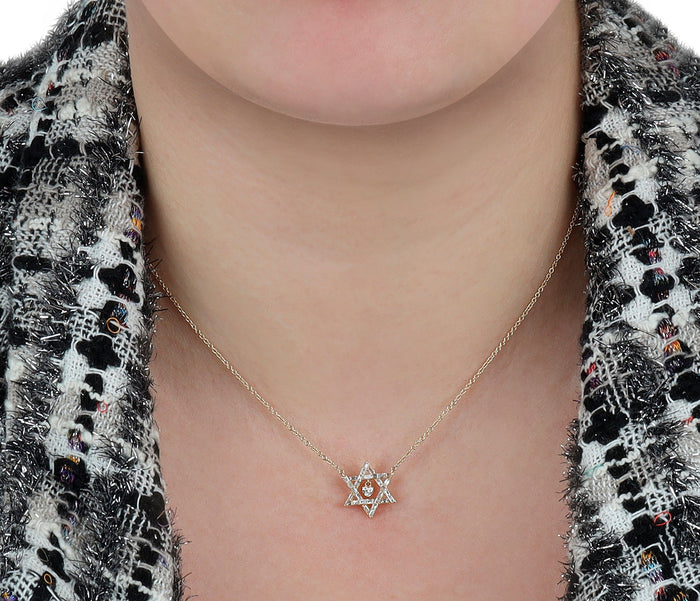 Heart Centered Star of David Necklace in 14K Gold