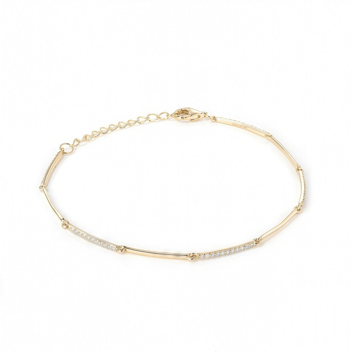 Twist Bar Diamond Chain Bracelet in 14K Gold