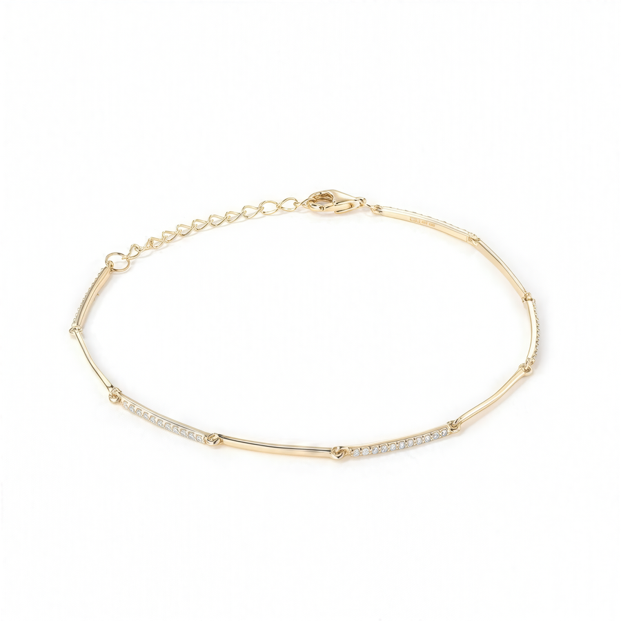 Twist Bar Diamond Chain Bracelet in 14K Gold