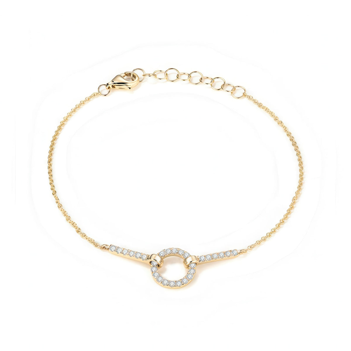 Circle Link Diamond Bracelet in 14K Yellow Gold