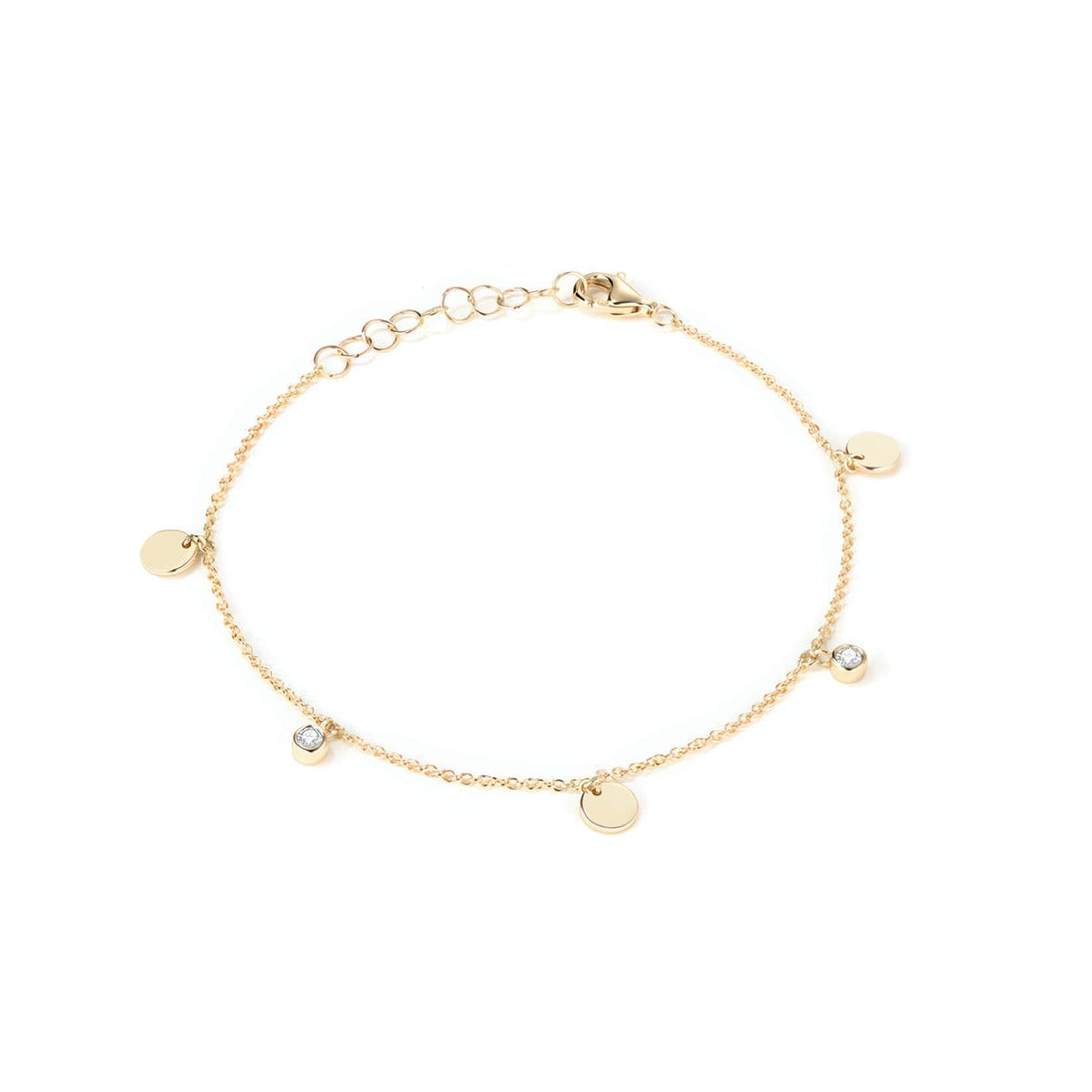 Diamond Disc Charm Chain Bracelet in 14K Yellow Gold