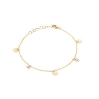 Diamond Disc Charm Chain Bracelet in 14K Yellow Gold