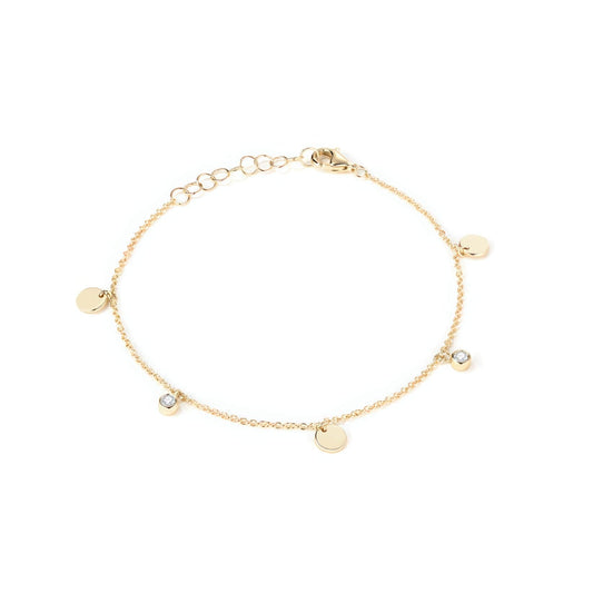 Diamond Disc Charm Chain Bracelet in 14K Yellow Gold
