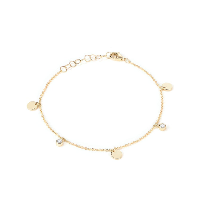 Diamond Disc Charm Chain Bracelet in 14K Yellow Gold