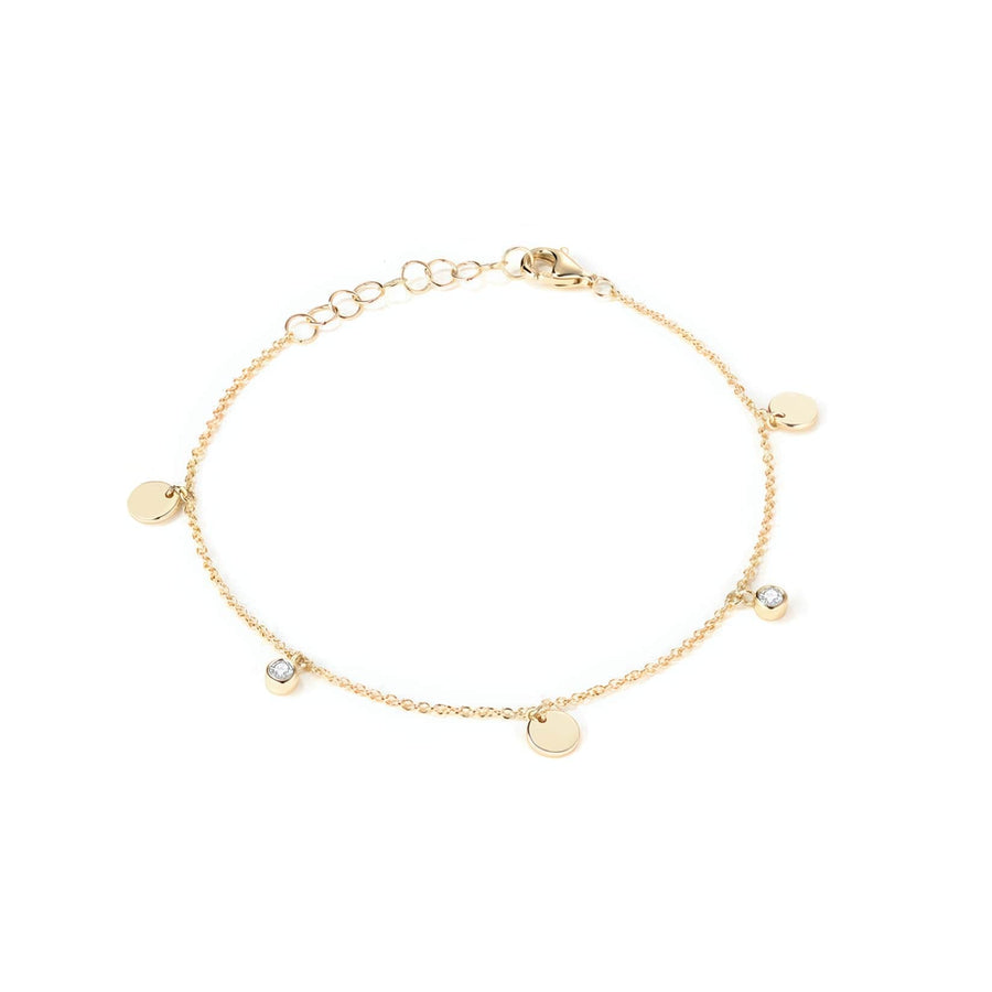 Diamond Disc Charm Chain Bracelet in 14K Yellow Gold