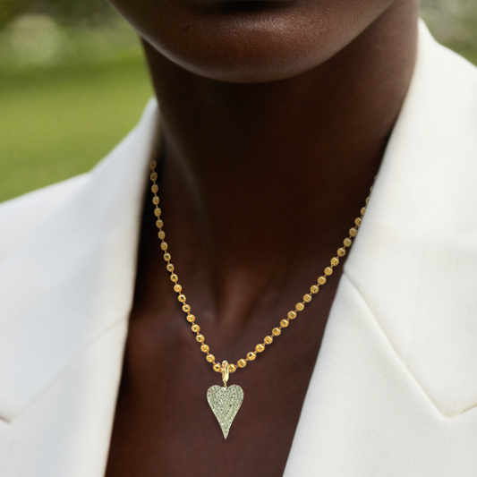 Eternal Flame Pave Heart Necklace in 14K Yellow Gold