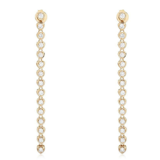 Infinity Line Heart Diamond Drop Earrings in 14K Yellow Gold