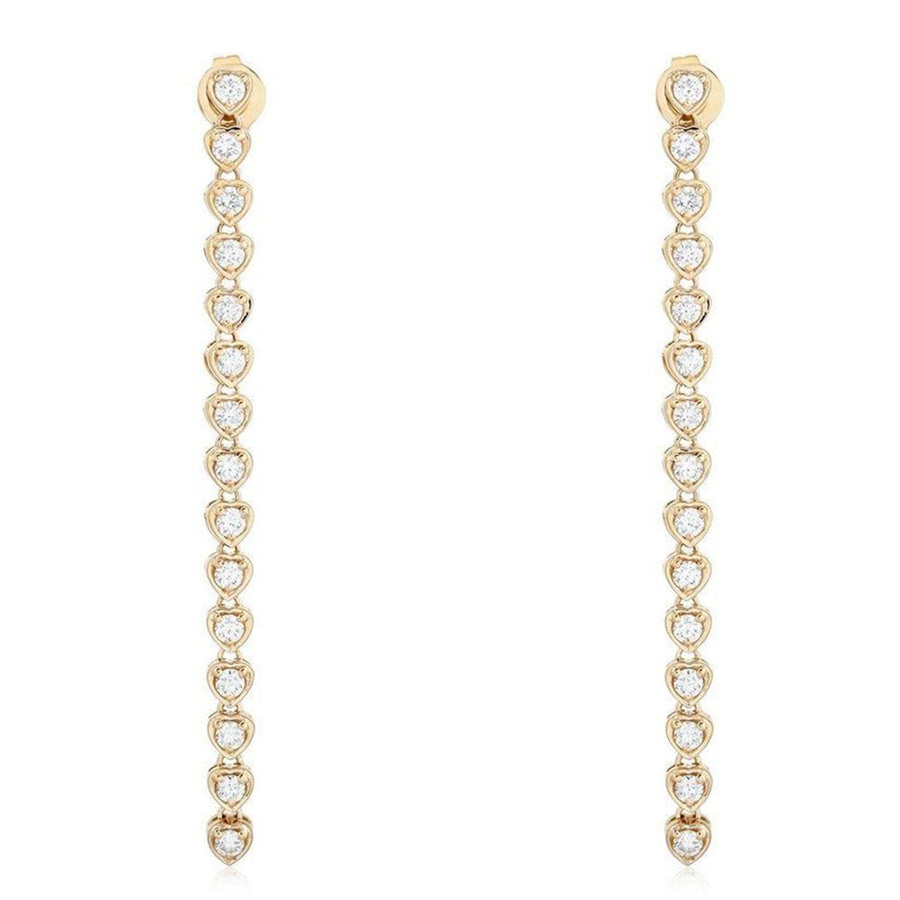 Infinity Line Heart Diamond Drop Earrings in 14K Yellow Gold