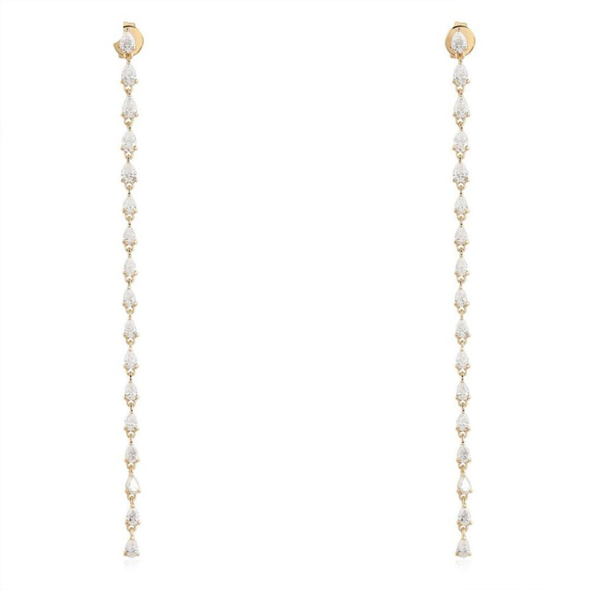 Swirl Diamond 14K (or 18k upon request) Yellow Gold Drop Earrings
