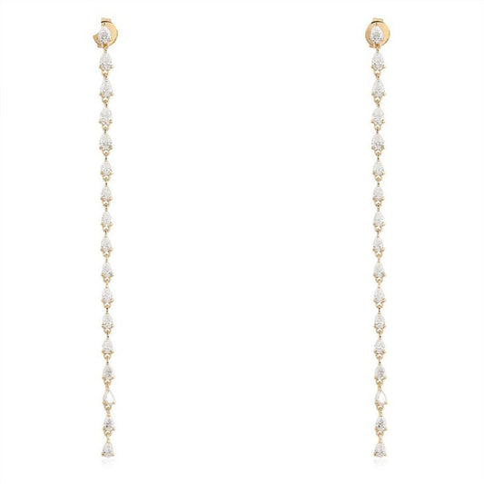 Swirl Diamond Drop Earrings in 14K Yellow Gold