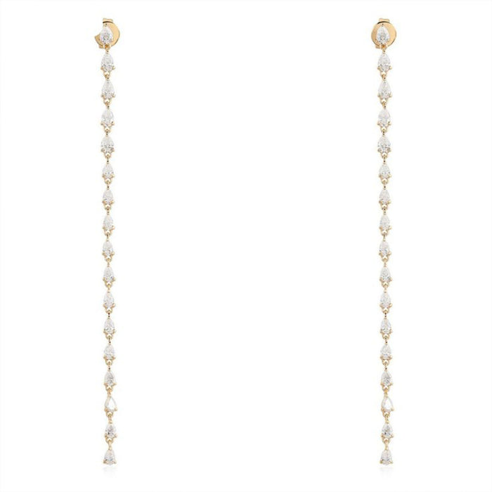 Swirl Diamond 14K (or 18k upon request) Yellow Gold Drop Earrings