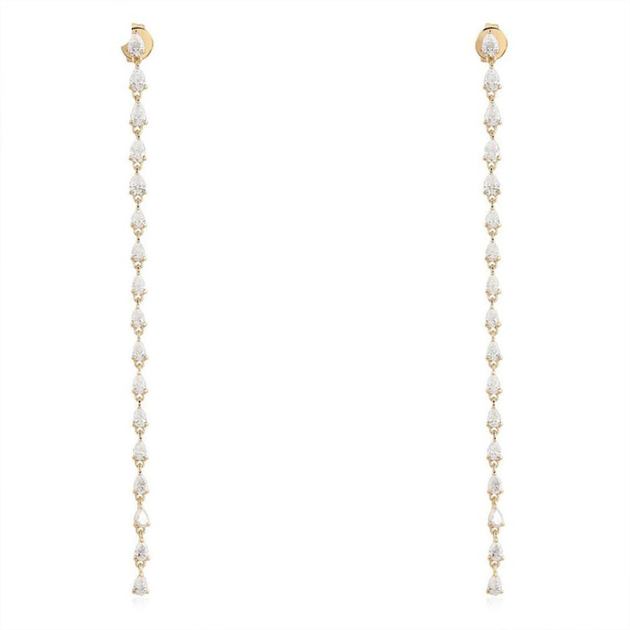 Swirl Diamond Drop Earrings in 14K Yellow Gold