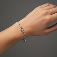 Elongated Pave Link Bracelet in 14K White Gold