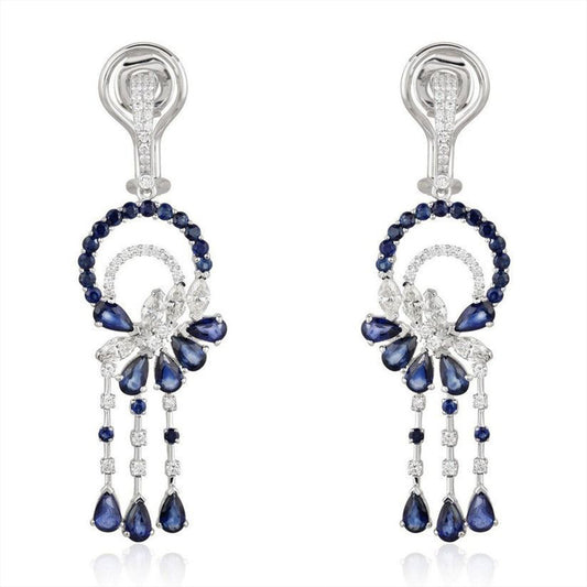 Diamond Flare Radiant Drops Earrings in 14K White Gold