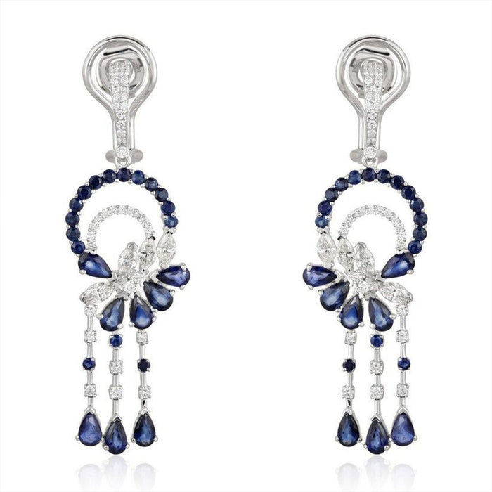 Diamond Flare Radiant Drops Earrings in 14K White Gold
