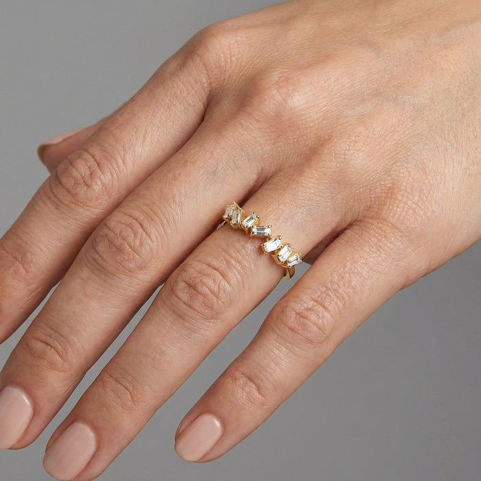 Baguette Diamond Scatter 14K Stackable Band Ring