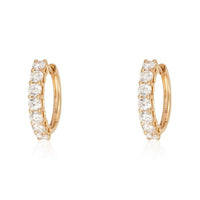 Round Diamond Huggie Hoop Earrings in 14K Gold