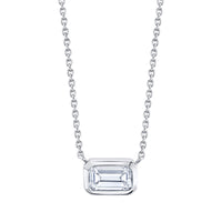 Bezel Set Emerald Cut Diamond Necklace in 18K Gold