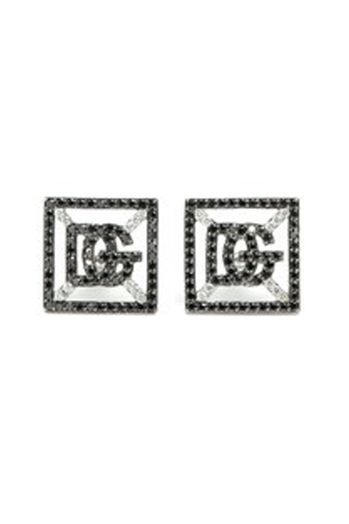 Black Diamond Square SG 14K (or 18k upon request) Gold Monogram Stud Earrings