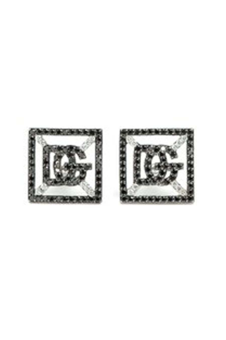 Black Diamond Square SG 14K (or 18k upon request) Gold Monogram Stud Earrings